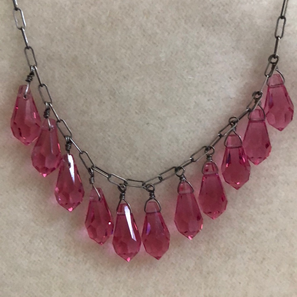 Lovely Vintage-like Necklace w/Pink Briolettes